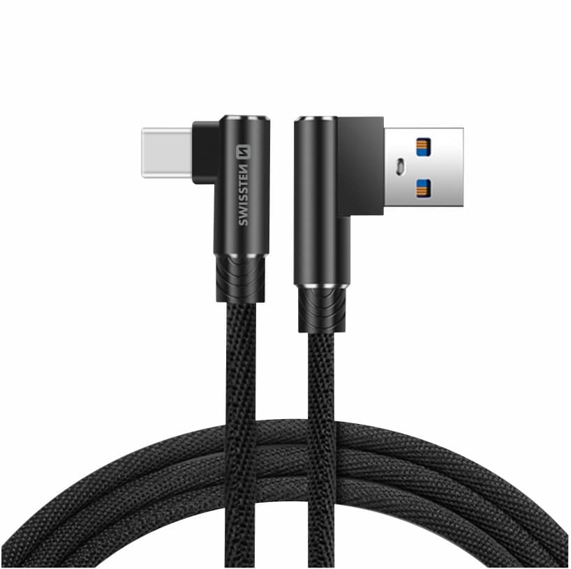 Textilní datový kabel swissten arcade usb / usb-c 1,2 m černý - náhled 3