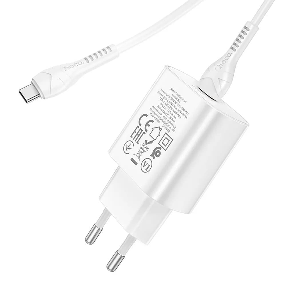 HOCO N22 Cestovní nabíječka PD25W USB-C + Kabel Type C/Type C White - náhled 3
