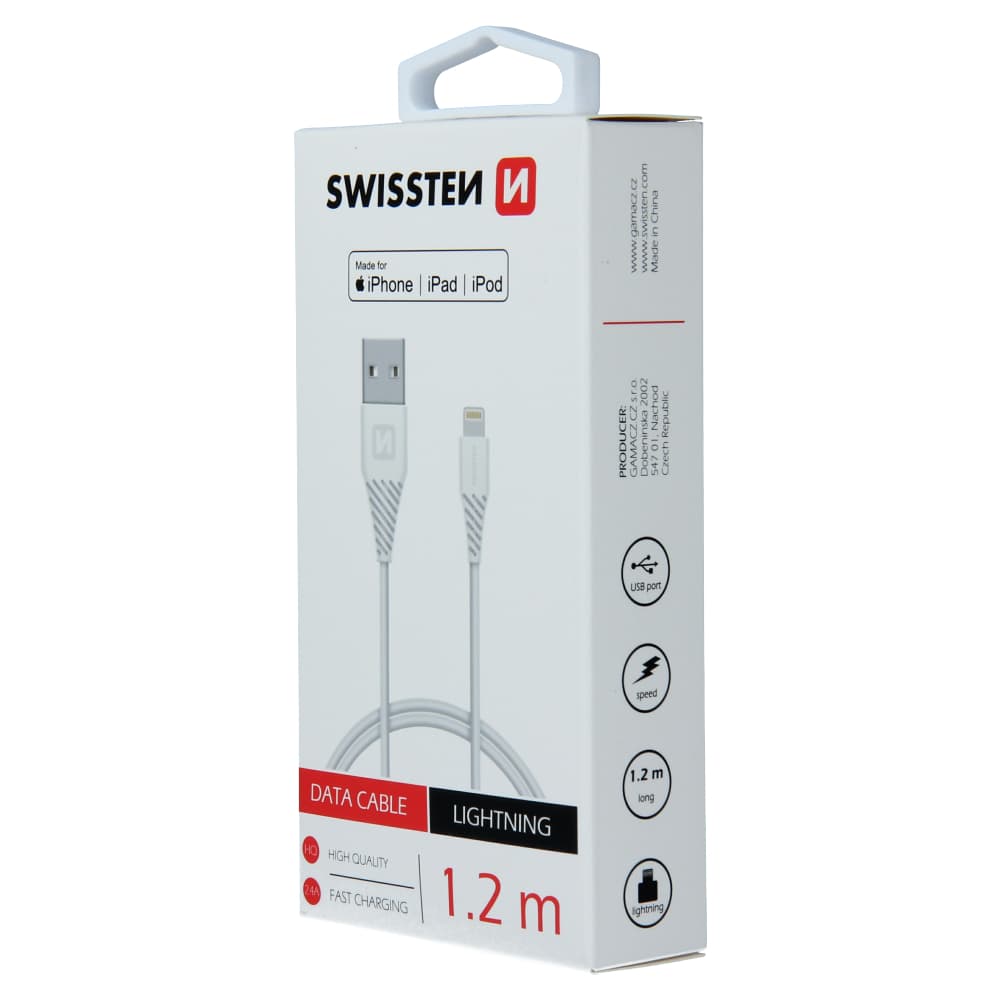 Datový kabel swissten tpe usb / lightning mfi 1,2 m bílý - náhled 3