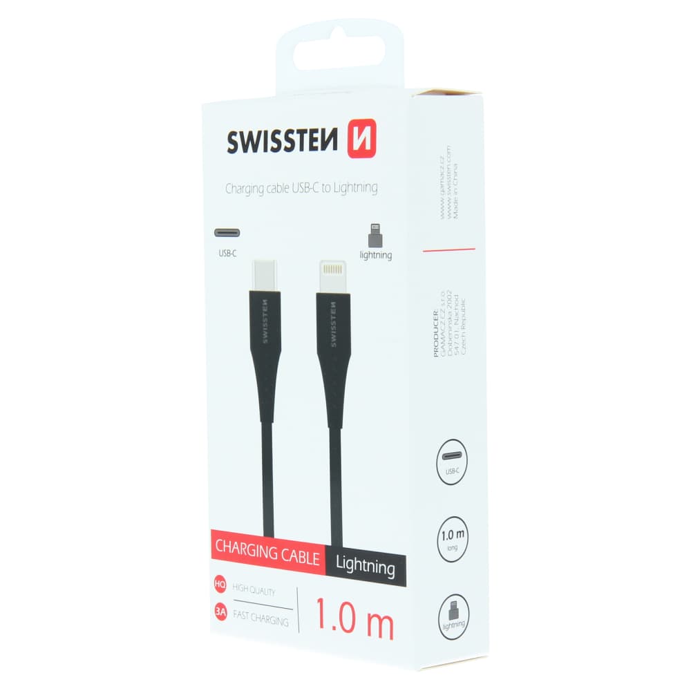 Datový kabel swissten usb-c / lightning 1,0 m černý - náhled 3