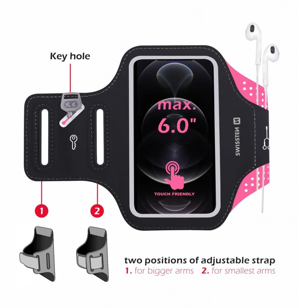 Pouzdro swissten armband case vel. 6,0" růžové - náhled 3