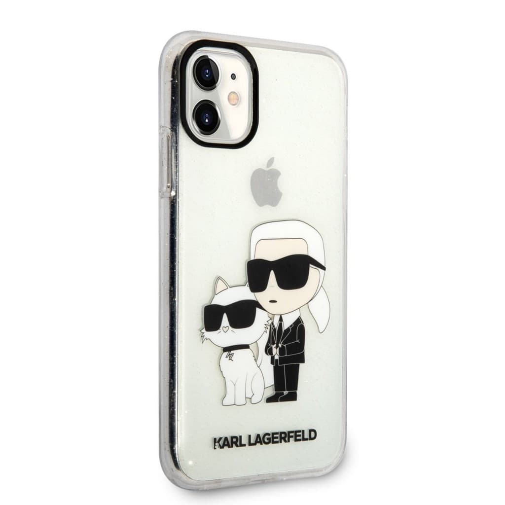 Karl Lagerfeld IML Glitter Karl and Choupette NFT Zadní Kryt pro iPhone 11 Transparent - náhled 3
