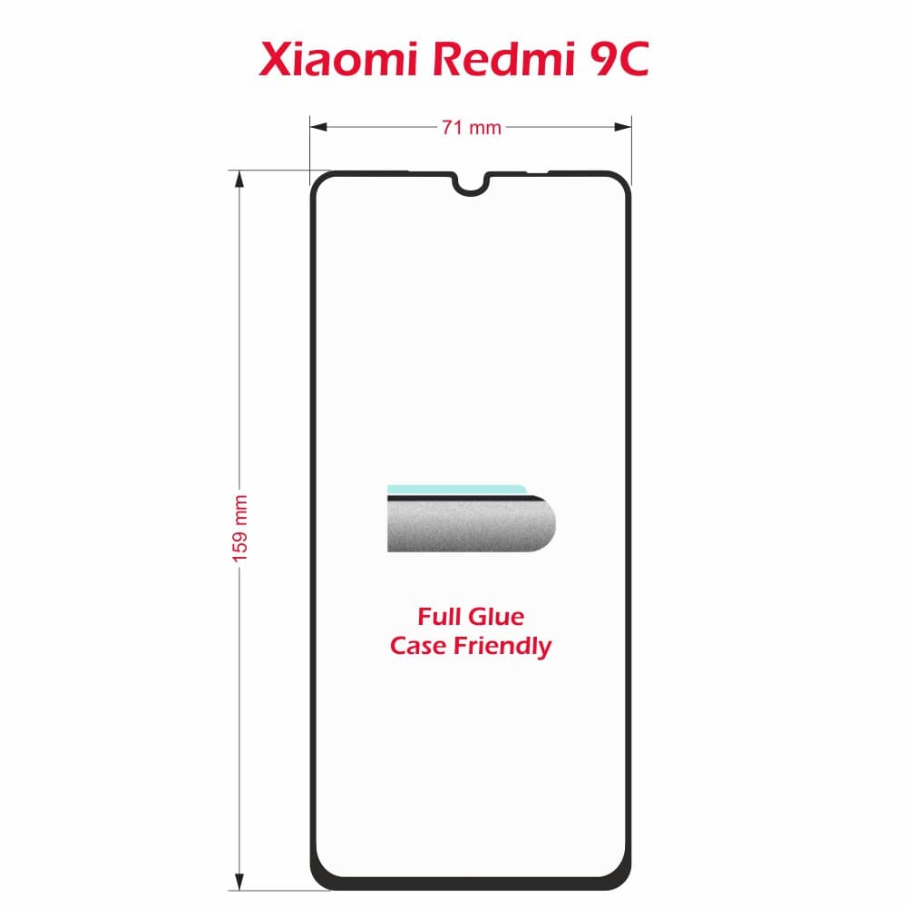 Sklo swissten full glue, color frame, case friendly xiaomi redmi 9c černé - náhled 3