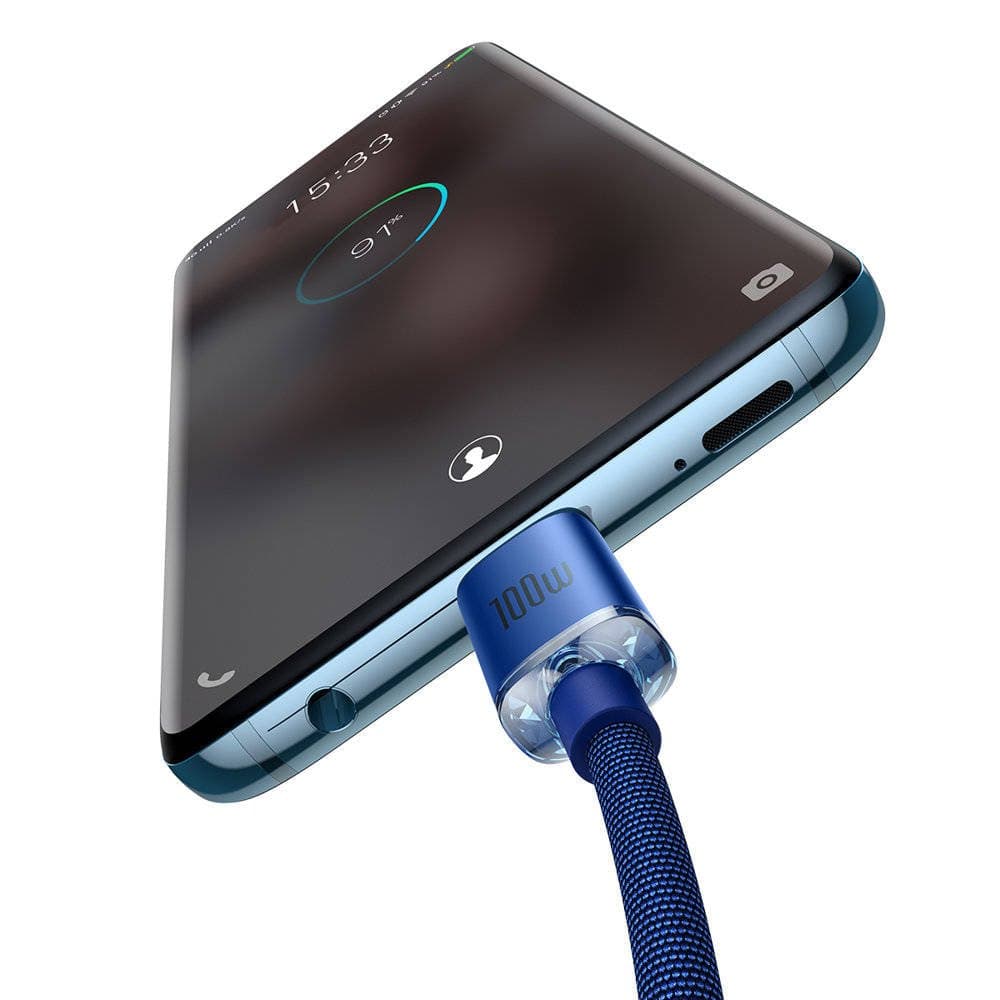 Baseus CAJY000603 Crystal Shine Series Datový Kabel USB-C - USB-C 100W 1,2m Blue - náhled 3