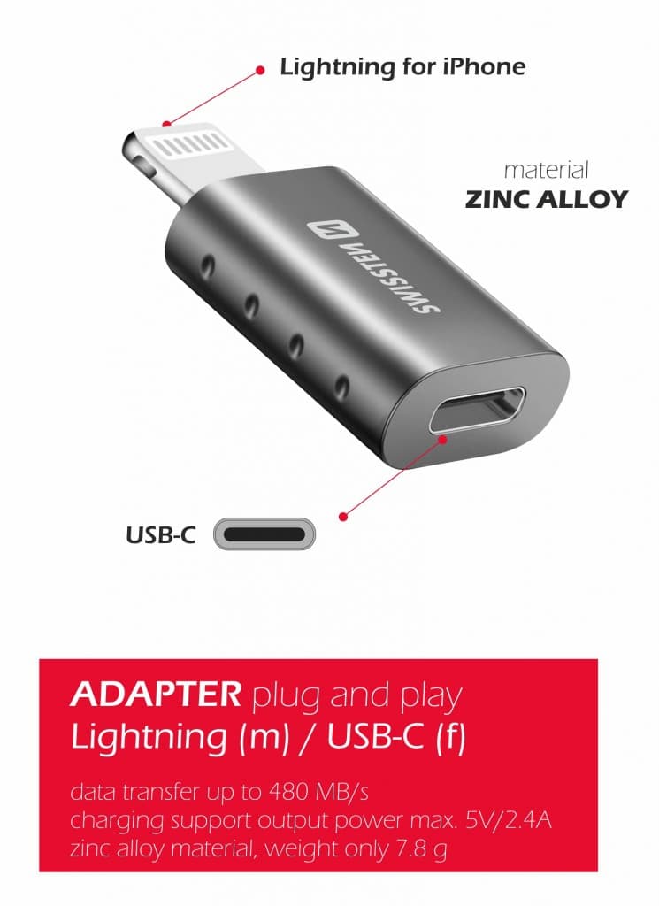 Swissten adapter lightning(m)/usb-c(f) - náhled 3