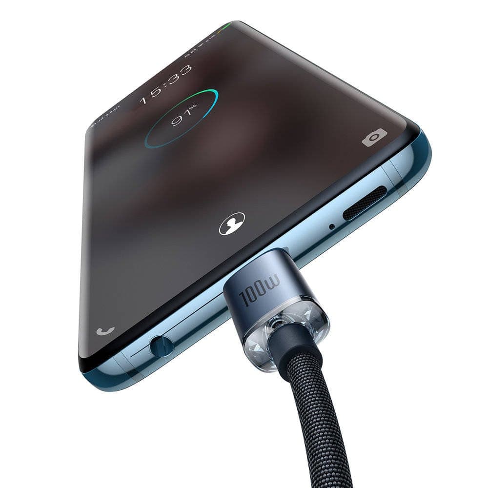 Baseus CAJY000701 Crystal Shine Series Datový Kabel USB-C - USB-C 100W 2m Black - náhled 3