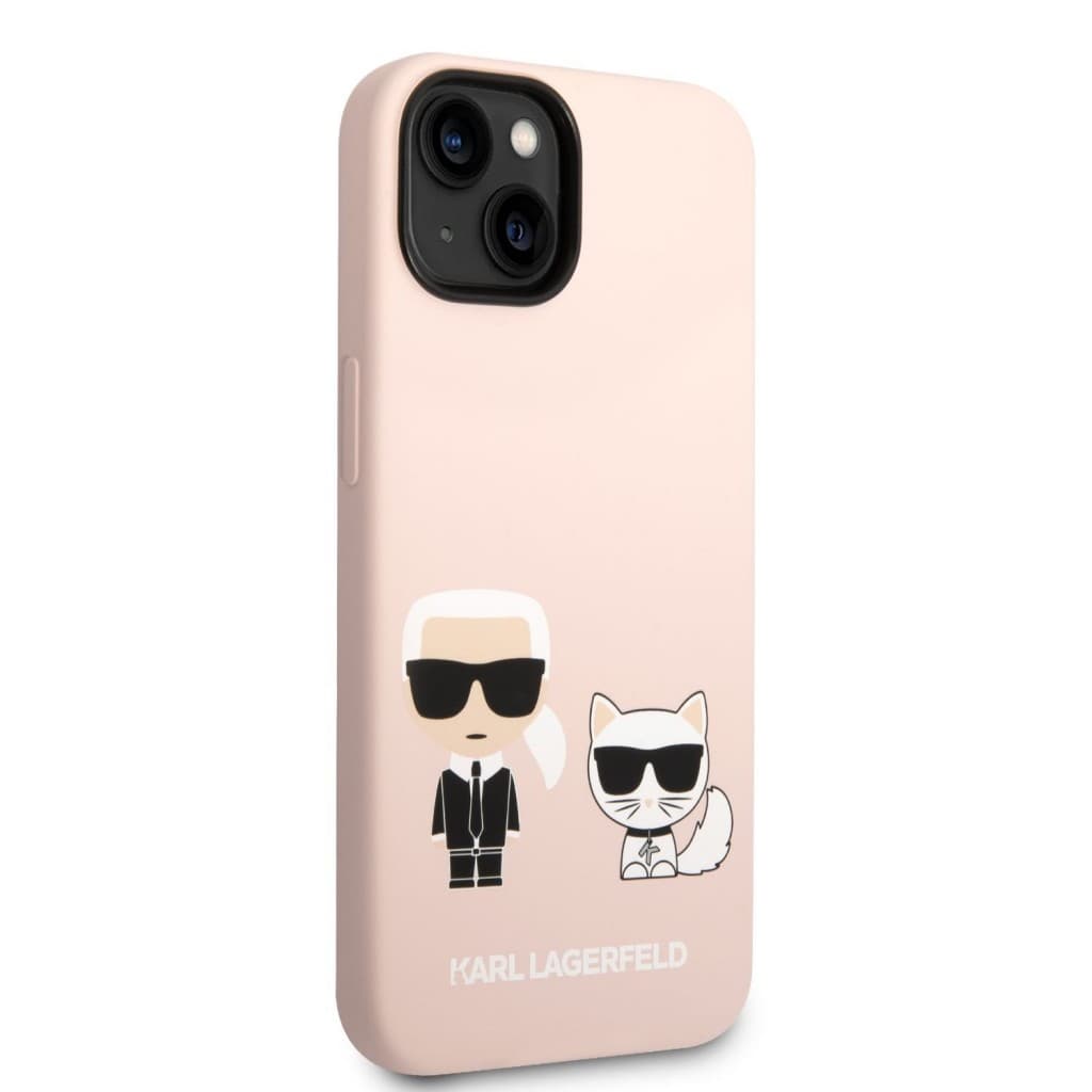Karl Lagerfeld and Choupette Liquid Silicone Zadní Kryt pro iPhone 14 Plus Pink - náhled 3