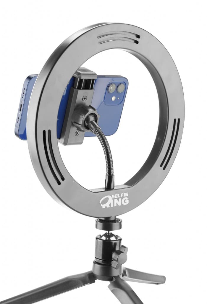 Tripod Cellularline Selfie Ring s LED osvětlením pro selfie fotky a videa, černý - náhled 3