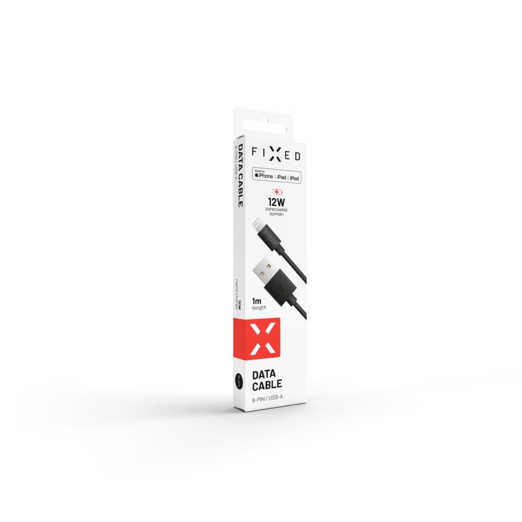 Datový a nabíjecí kabel FIXED s konektory USB/Lightning, 1 metr, MFI certifikace, černý - náhled 3