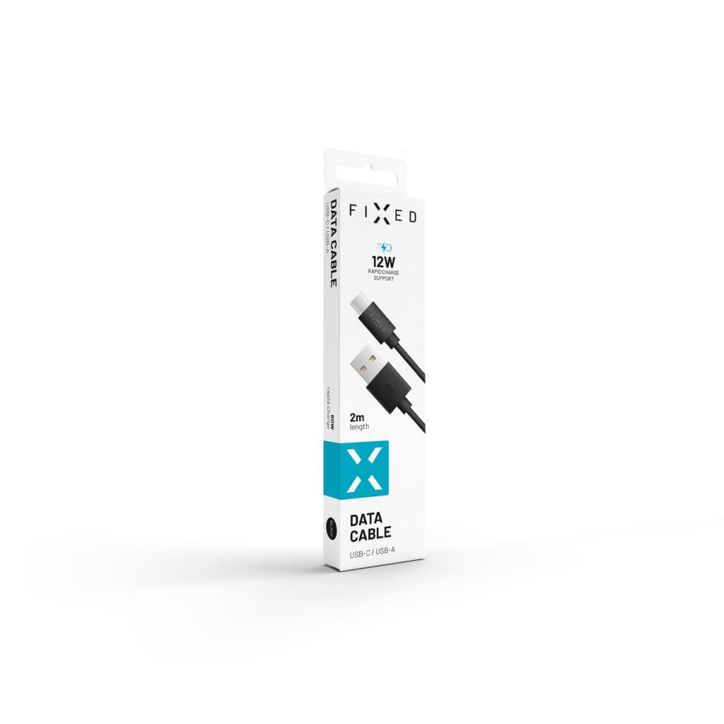 Dlouhý datový a nabíjecí kabel FIXED s konektory USB/USB-C, USB 2.0, 2 metry, černý - náhled 3