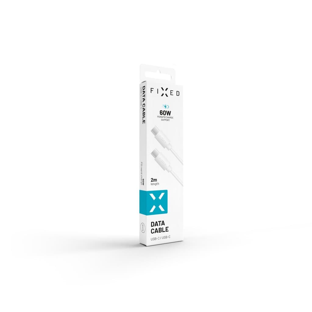 Dlouhý datový a nabíjecí kabel FIXED s konektory USB-C/USB-C a podporou PD, USB 2.0, 2 metry, 60W, bílý - náhled 3