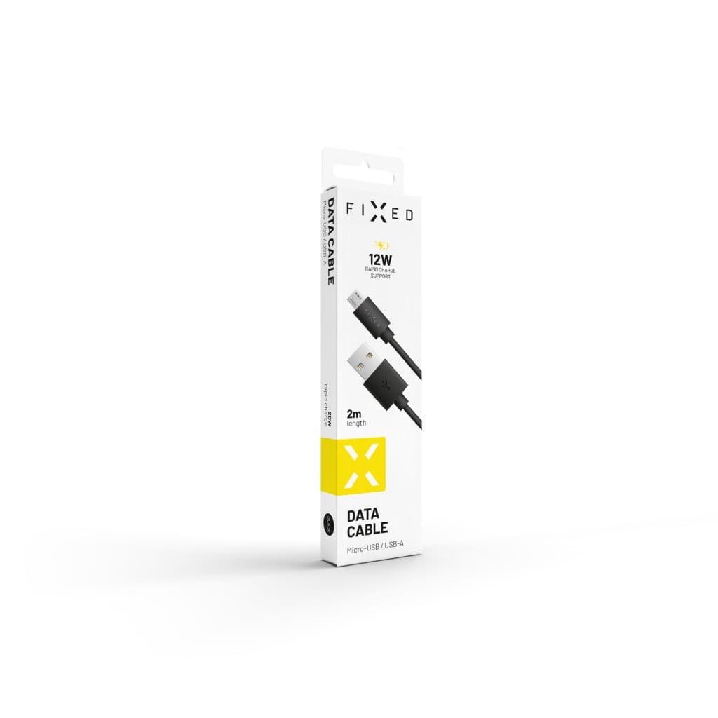 Dlouhý datový a nabíjecí kabel FIXED s konektory USB/micro USB, 2 metry, černý - náhled 3