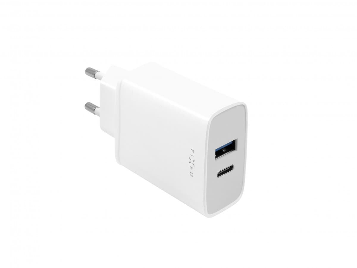 Síťová nabíječka FIXED s USB-C a USB výstupem, podpora PD, 30W, bílá - náhled 3