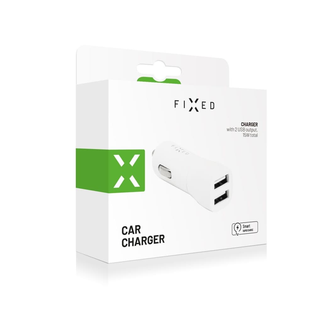 Autonabíječka FIXED s 2xUSB výstupem, 15W Smart Rapid Charge, bílá - náhled 3