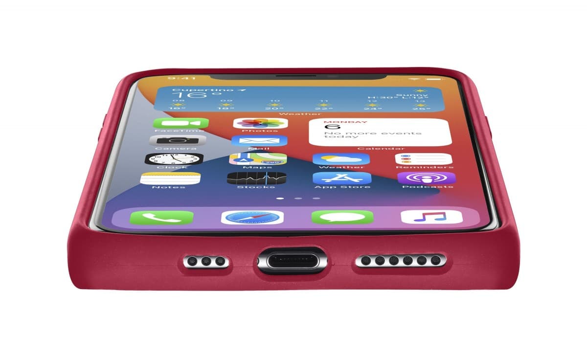 Ochranný silikonový kryt Cellularline Sensation pro Apple iPhone 12 mini, červený - náhled 3