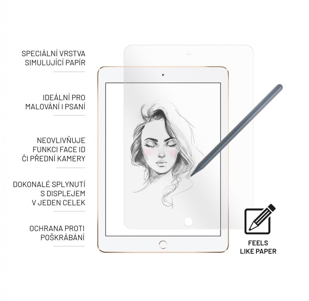 Ochranné tvrzené sklo FIXED PaperGlass Screen Protector pro Apple iPad 10,2" (2019/2020/2021), čiré - náhled 3