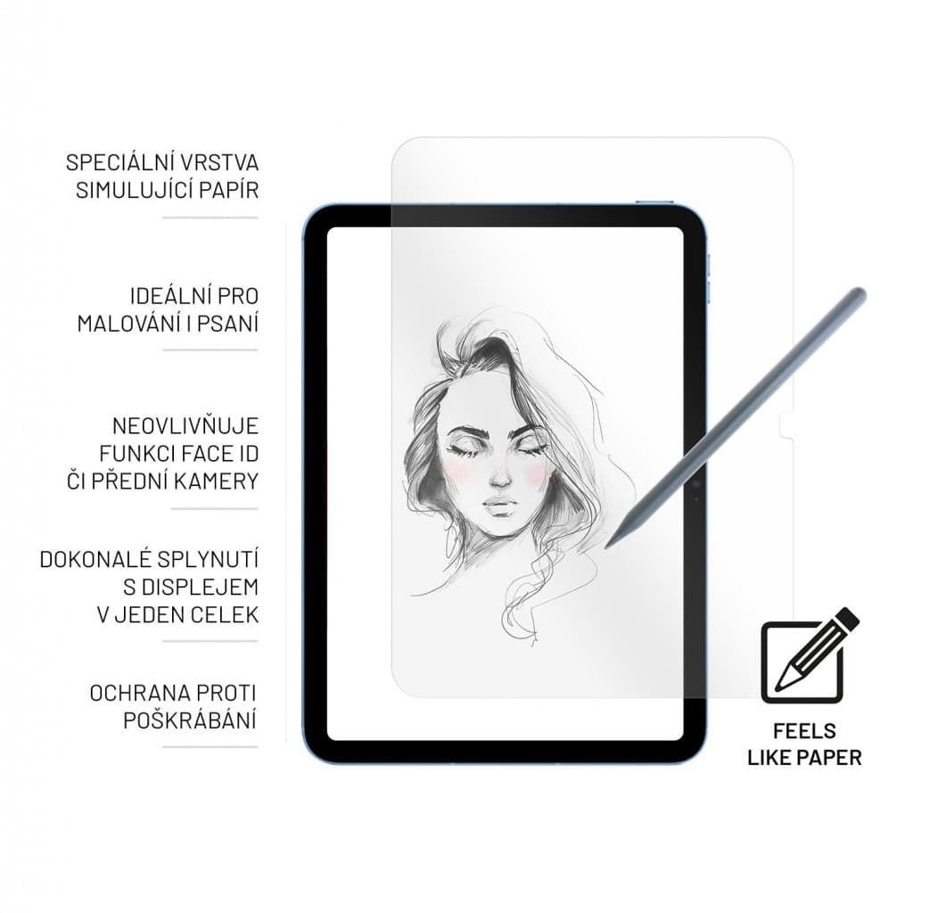 Ochranné tvrzené sklo FIXED PaperGlass Screen Protector pro Apple iPad 10,9" (2022), čiré - náhled 3