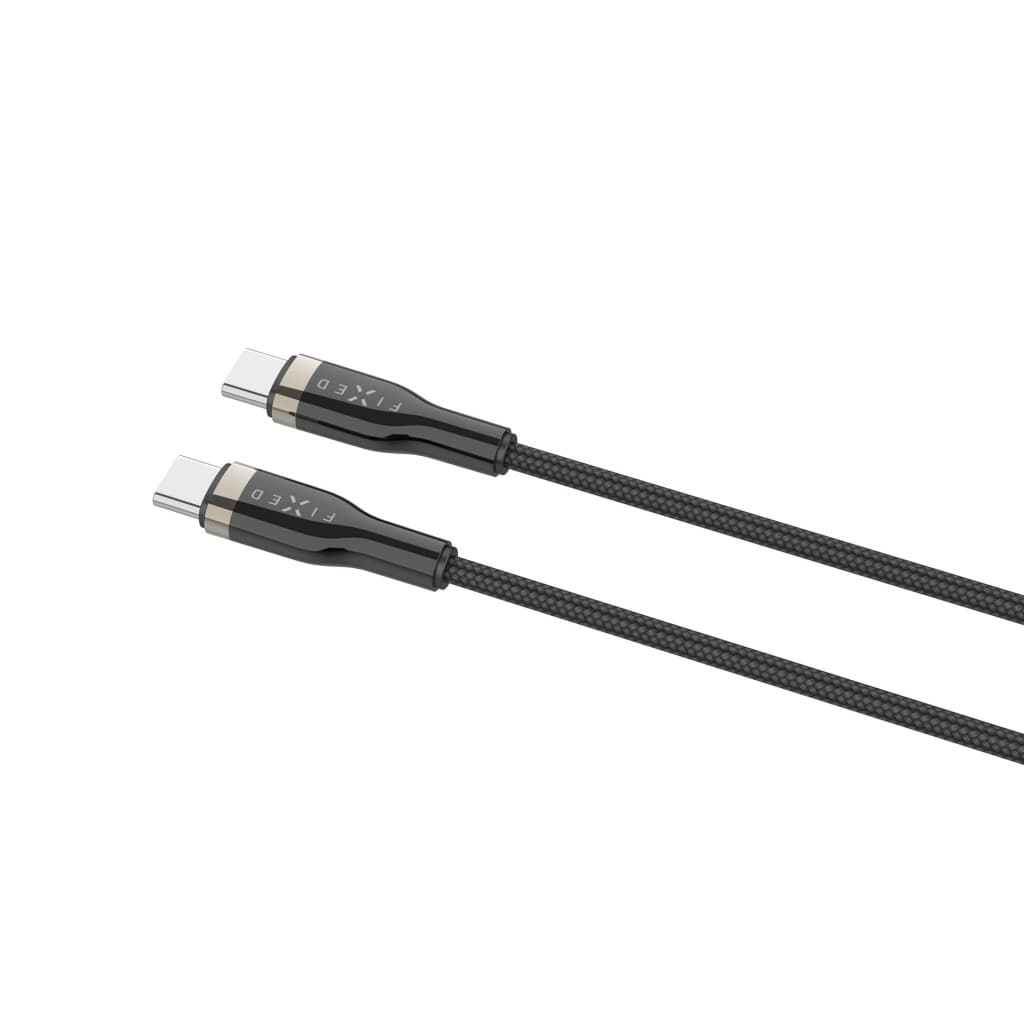 Nabíjecí a datový opletený kabel FIXED s konektory USB-C/USB-C a podporou PD, 1.2m, USB 2.0, 100W, černý - náhled 3