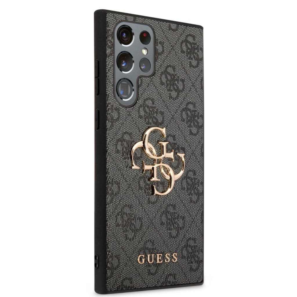 Guess PU 4G Metal Logo Zadní Kryt pro Samsung Galaxy S23 Ultra Grey - náhled 3