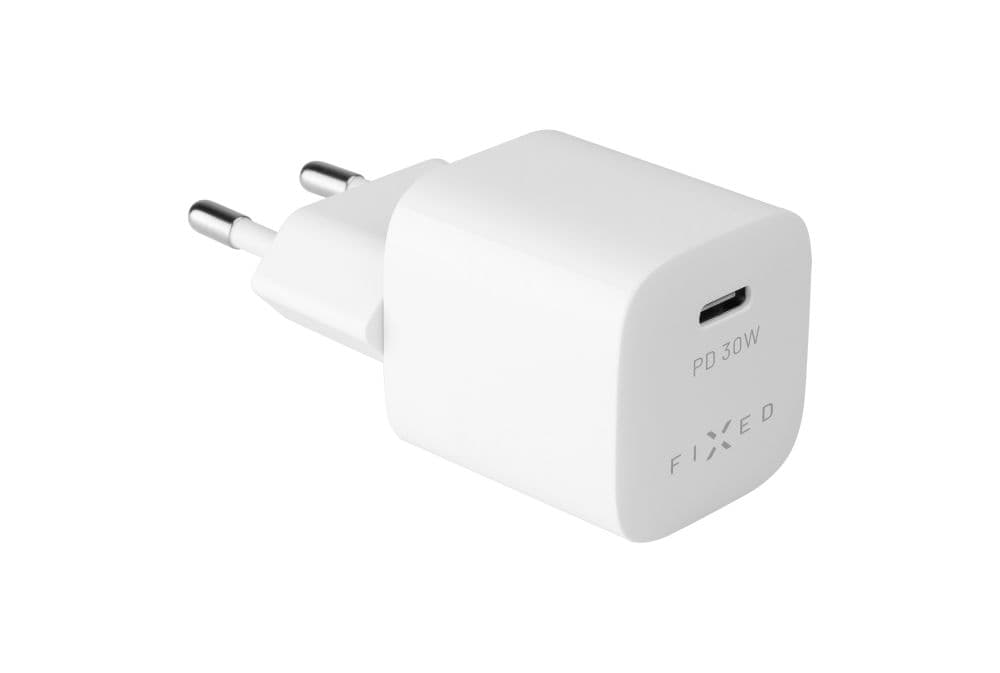 Set síťové nabíječky FIXED Mini s USB-C výstupem a USB-C/Lightning kabelu, podpora PD, 1.2 metr, MFI, 30W, bílý - náhled 3