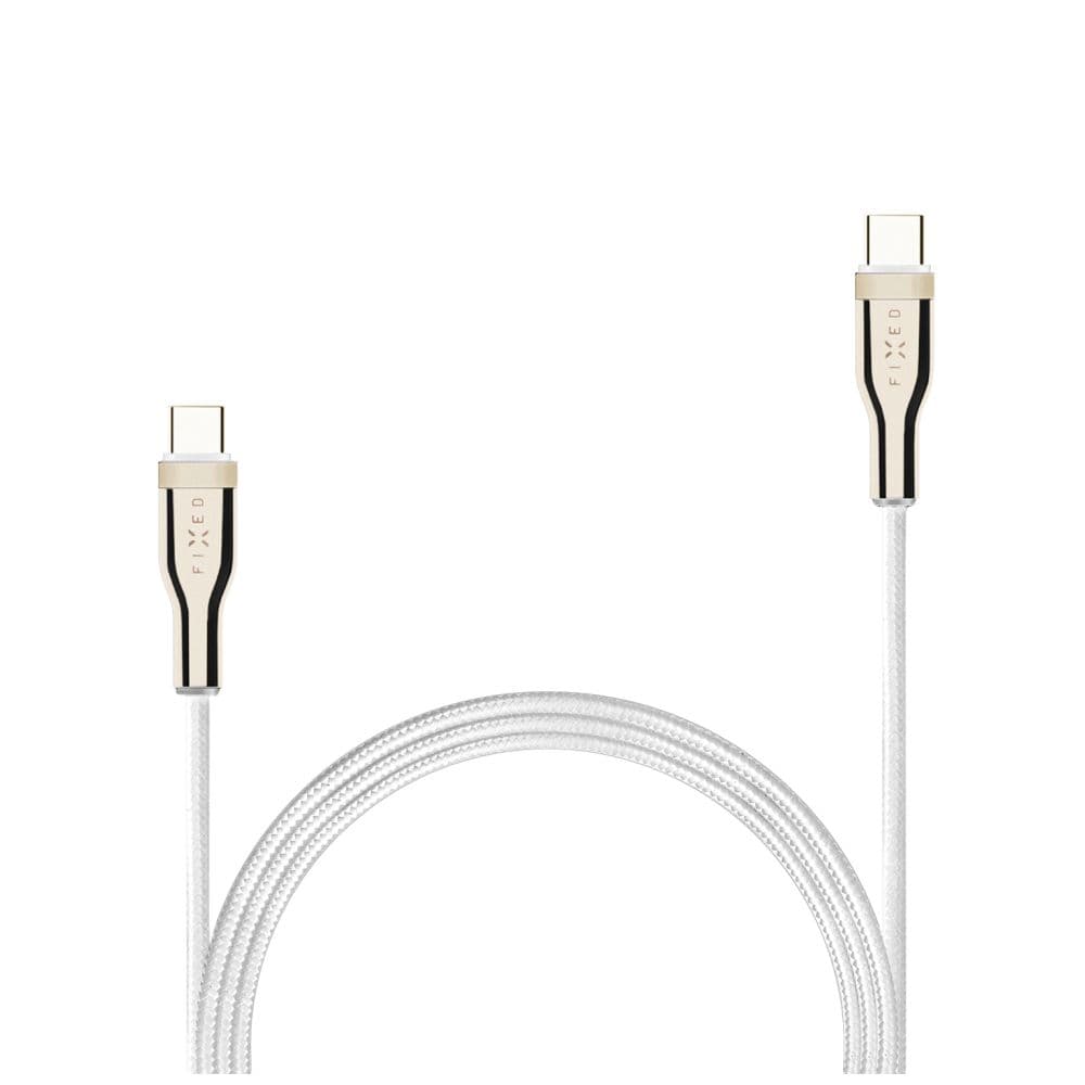Dlouhý nabíjecí a datový opletený kabel FIXED s konektory USB-C/USB-C a podporou PD, 2 m, USB 2.0, 100W, bílý - náhled 3