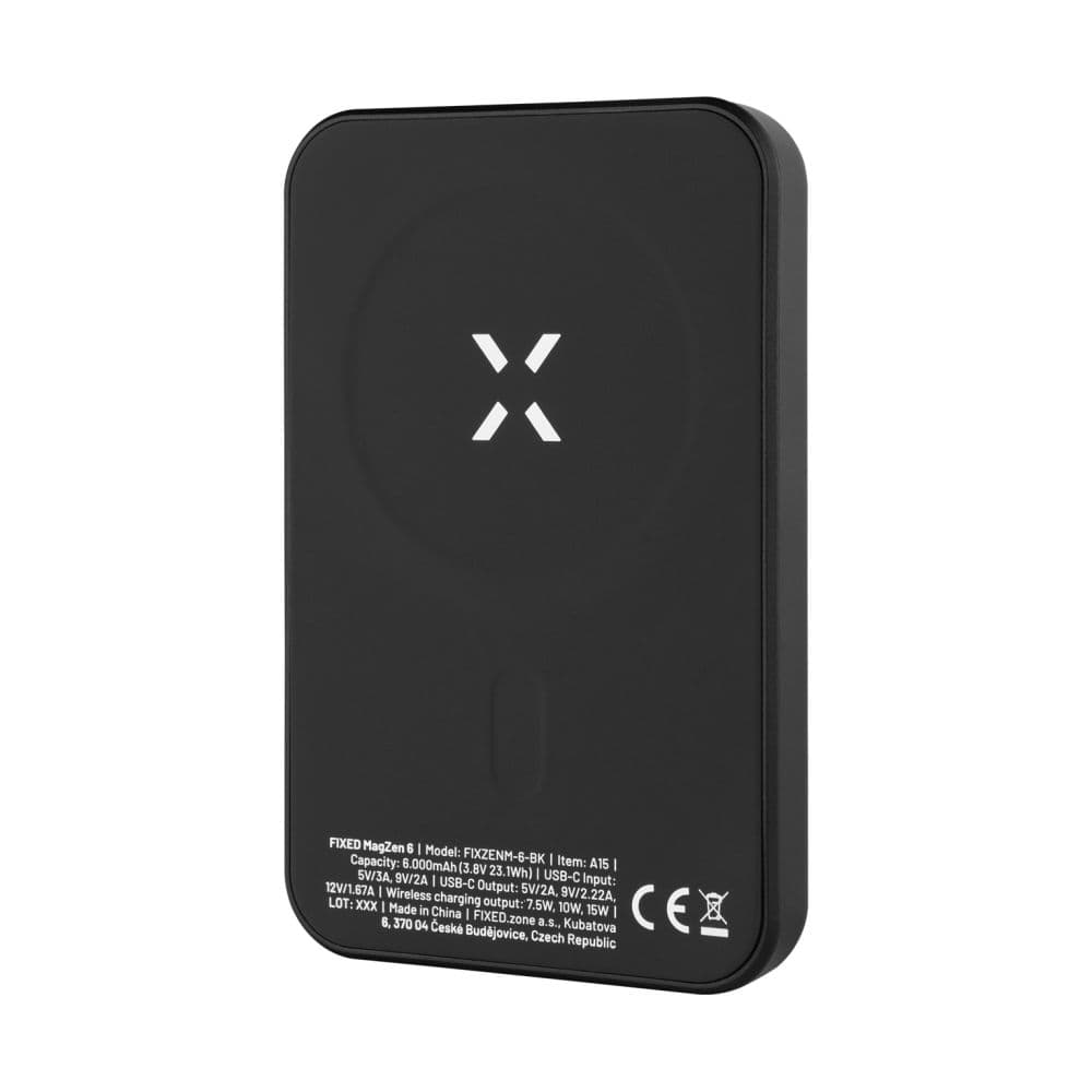 Powerbanka FIXED MagZen s bezdrátovým nabíjením a podporou Magsafe, 6 000 mAh, černá - náhled 3