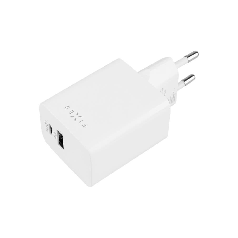 Síťová nabíječka FIXED Mini s USB-C a USB výstupem, podpora PD, 45W, bílá - náhled 3