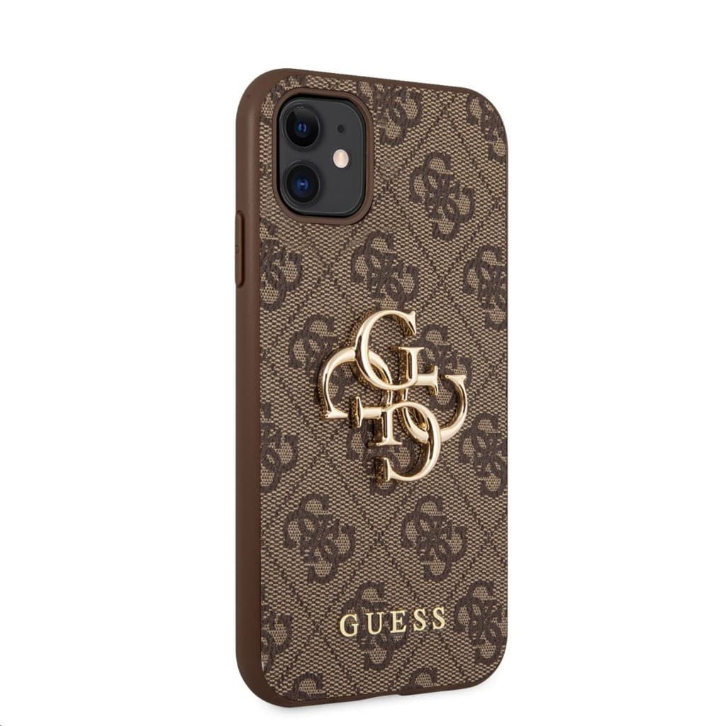 Guess PU 4G Metal Logo Zadní Kryt pro iPhone 11 Brown - náhled 3