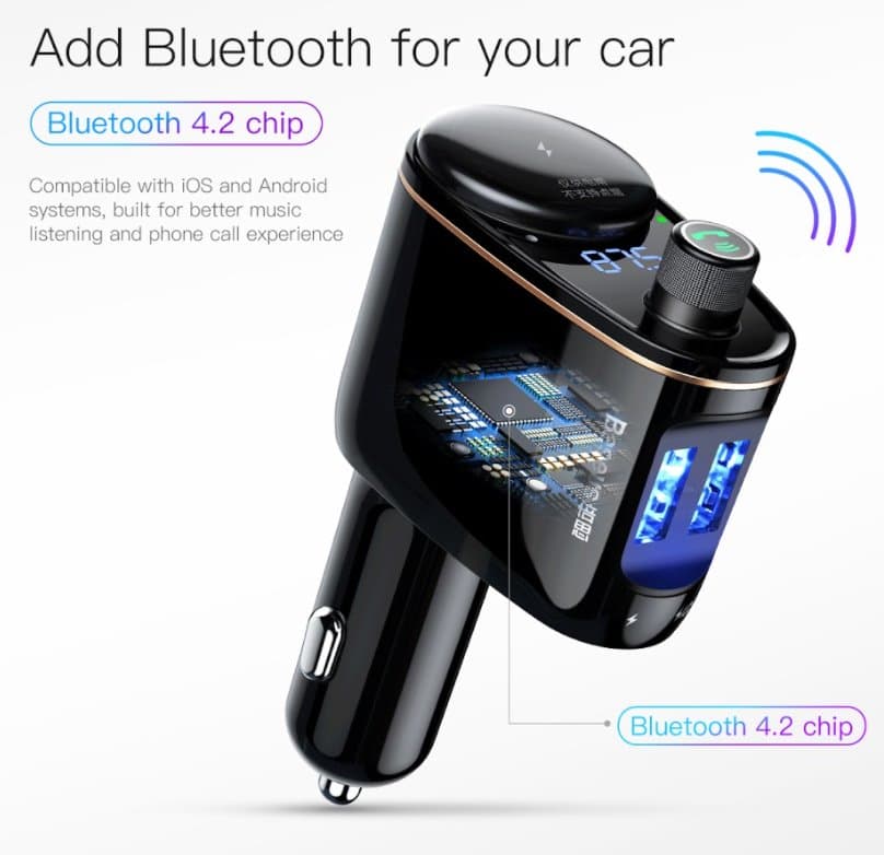 Adaptér do auta Baseus CCMT000001 S-09A 2x USB FM Transmitter Black - náhled 3