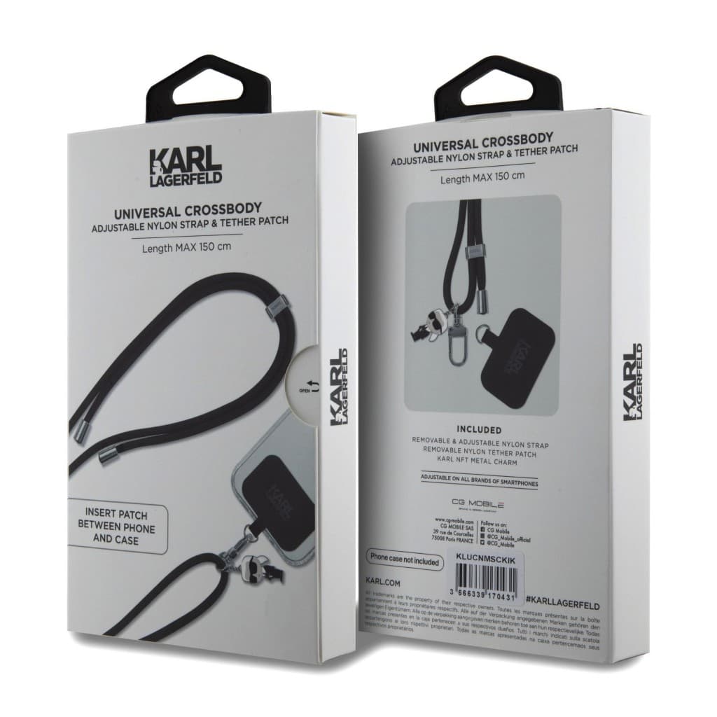 Šňůrka Crossbody Karl Lagerfeld Universal Cord and Ikonik Pins Black - náhled 3