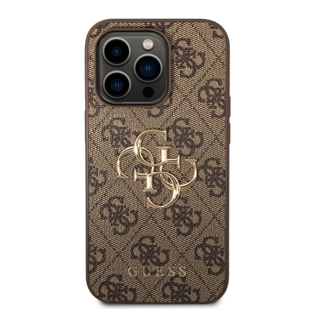 Guess PU 4G Metal Logo Zadní Kryt pro iPhone 15 Pro Max Brown - náhled 3