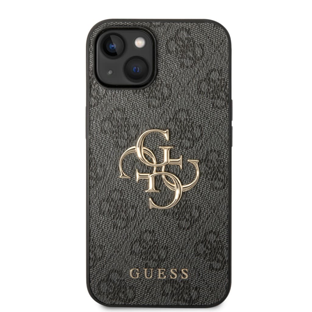 Guess PU 4G Metal Logo Zadní Kryt pro iPhone 15 Grey - náhled 3