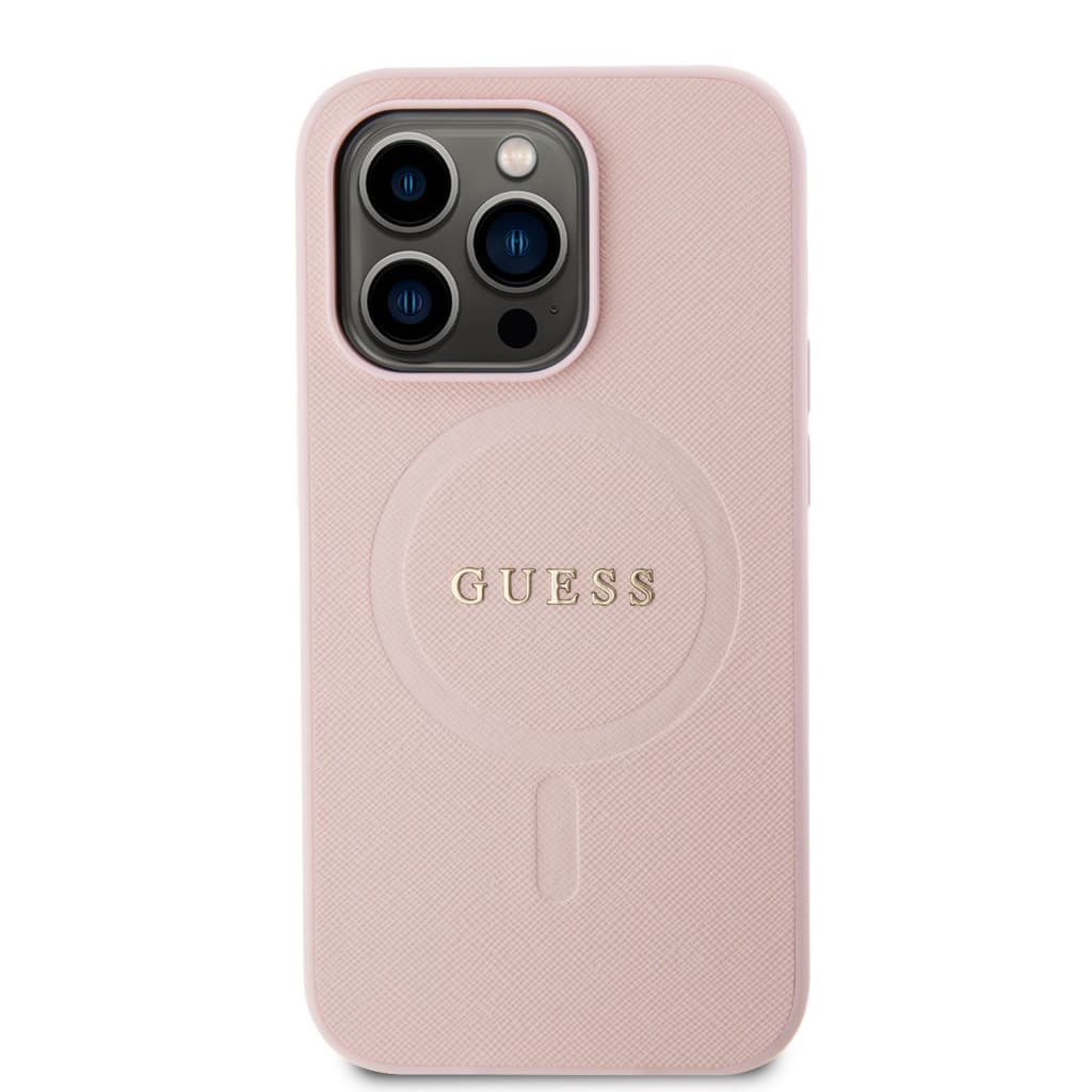 Guess PU Saffiano MagSafe Zadní Kryt pro iPhone 15 Pro Pink - náhled 3