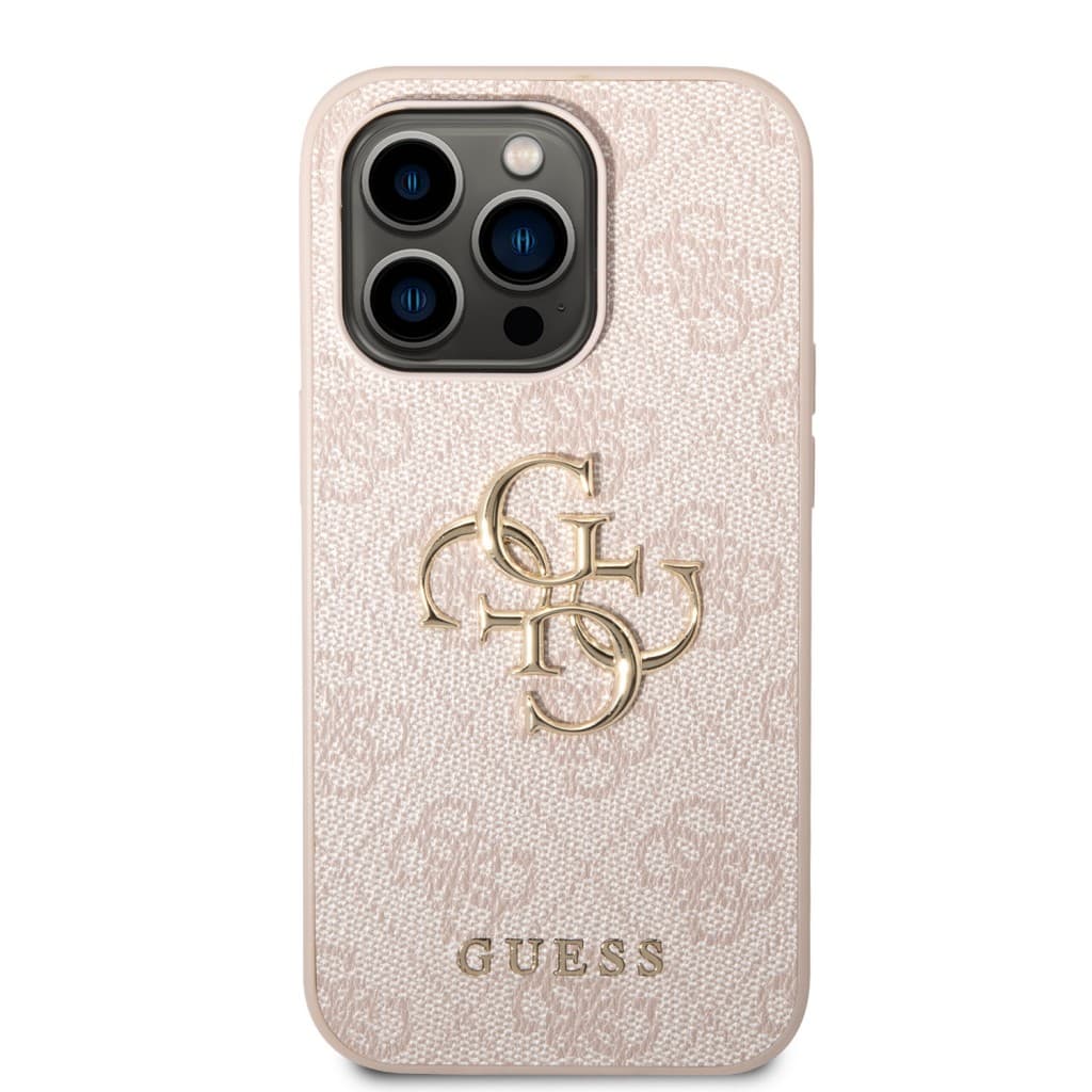 Guess PU 4G Metal Logo Zadní Kryt pro iPhone 15 Pro Pink - náhled 3