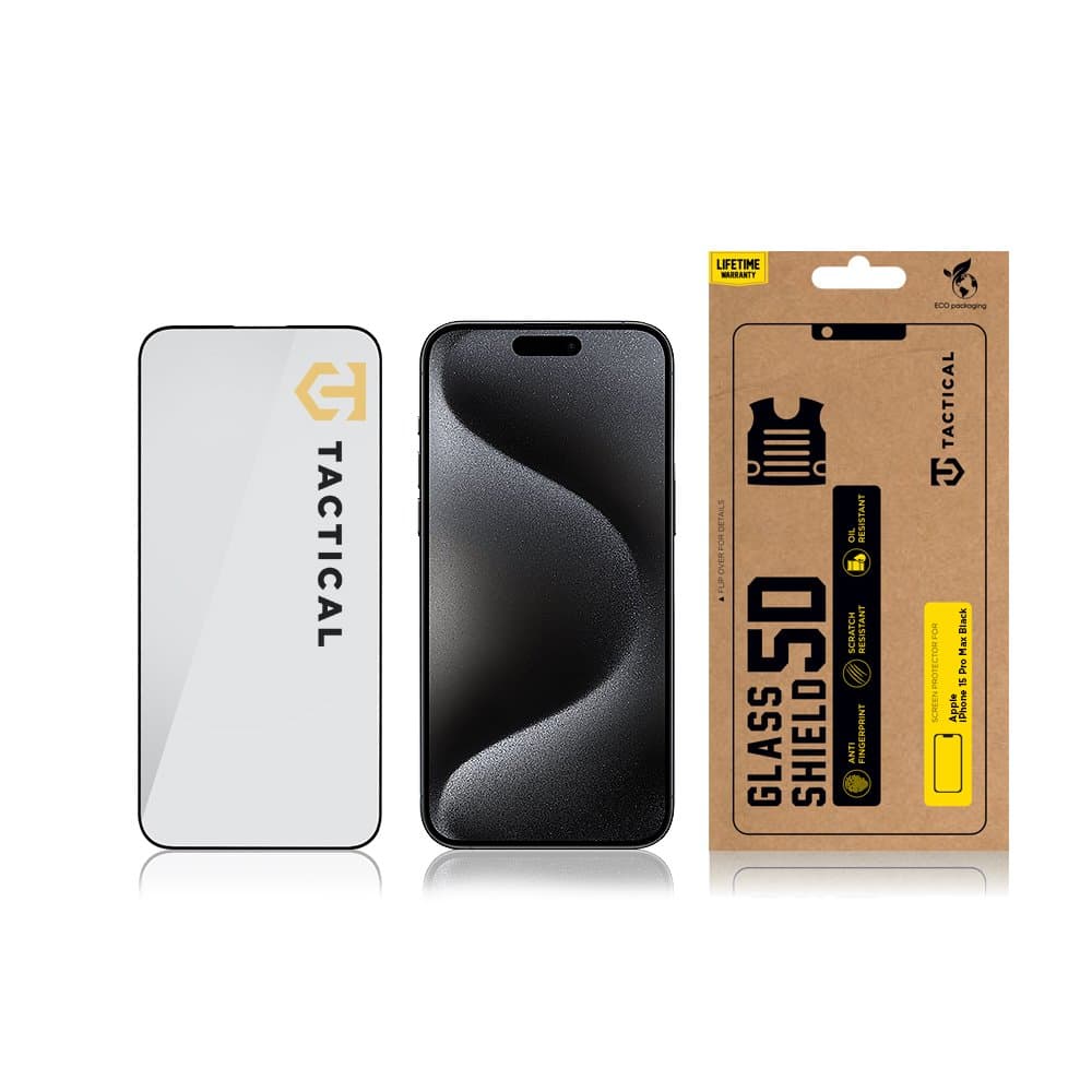Tvrzené sklo Tactical pro iPhone 15 Pro Max 5D černé - náhled 3