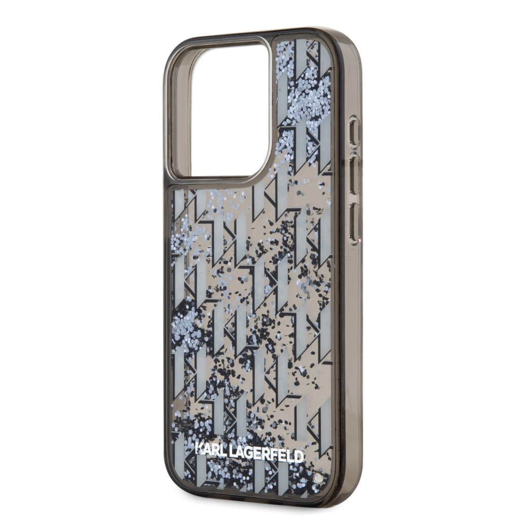 Karl Lagerfeld Liquid Glitter Monogram Gradient Zadní Kryt pro iPhone 15 Pro Max Black - náhled 4