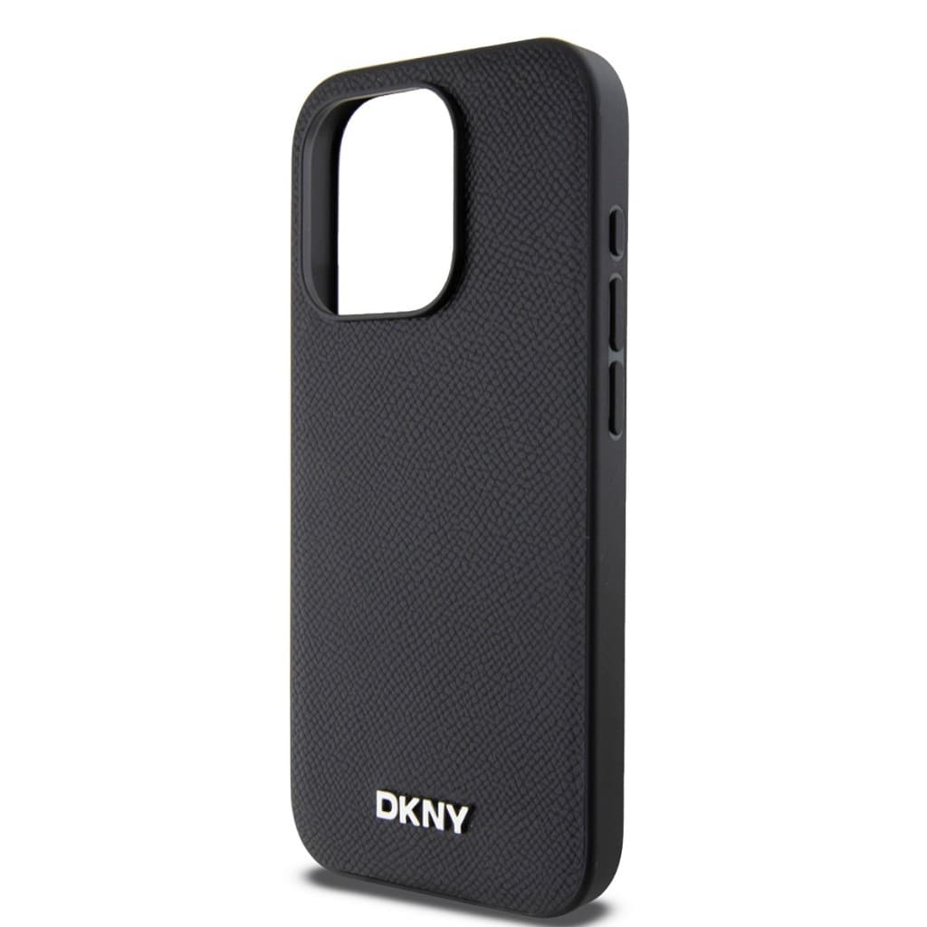 Zadní Kryt DKNY PU Leather Silver Metal Logo Magsafe  pro iPhone 15 Pro Max Black - náhled 4