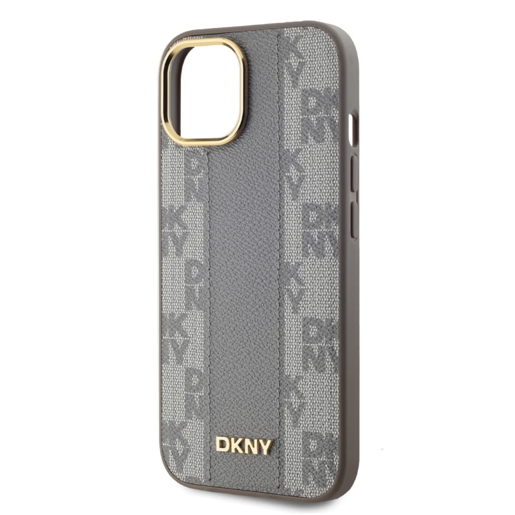 Zadní Kryt DKNY PU Leather Checkered Pattern Magsafe na iPhone 15 Beige - náhled 4
