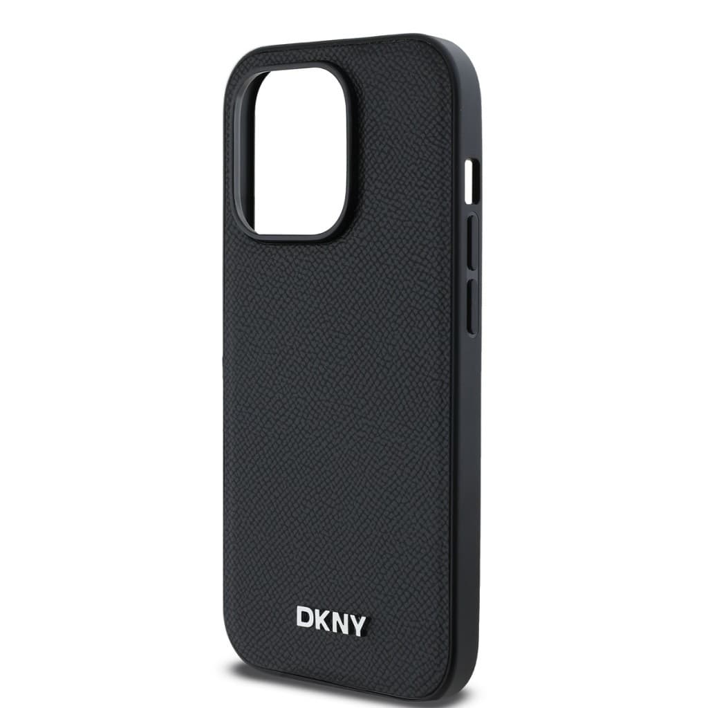 Zadní Kryt DKNY PU Leather Silver Metal Logo Magsafe  pro iPhone 14 Pro Max černý - náhled 4