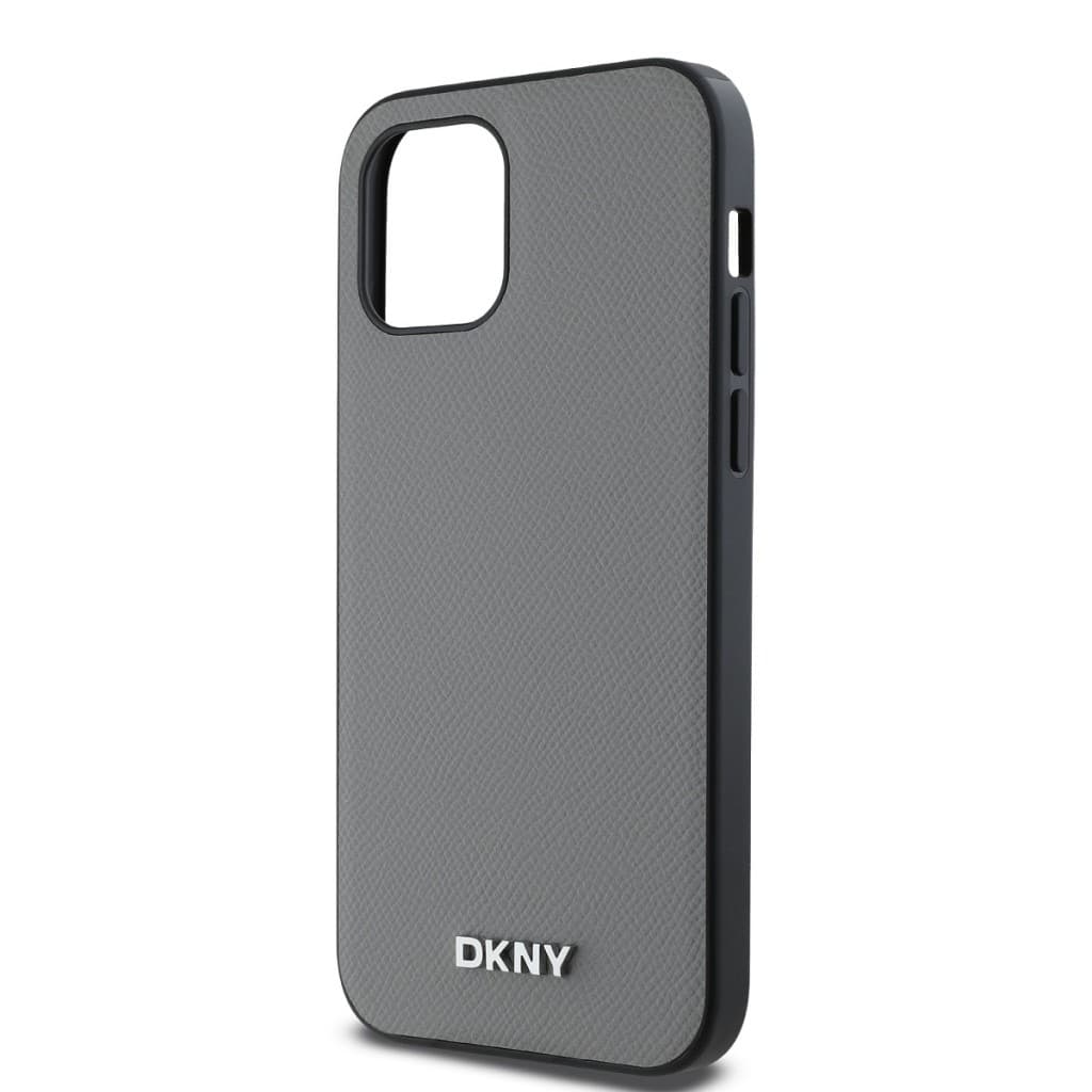 DKNY PU Leather Silver Metal Logo Magsafe Zadní Kryt pro iPhone 12/12 Pro Grey - náhled 4