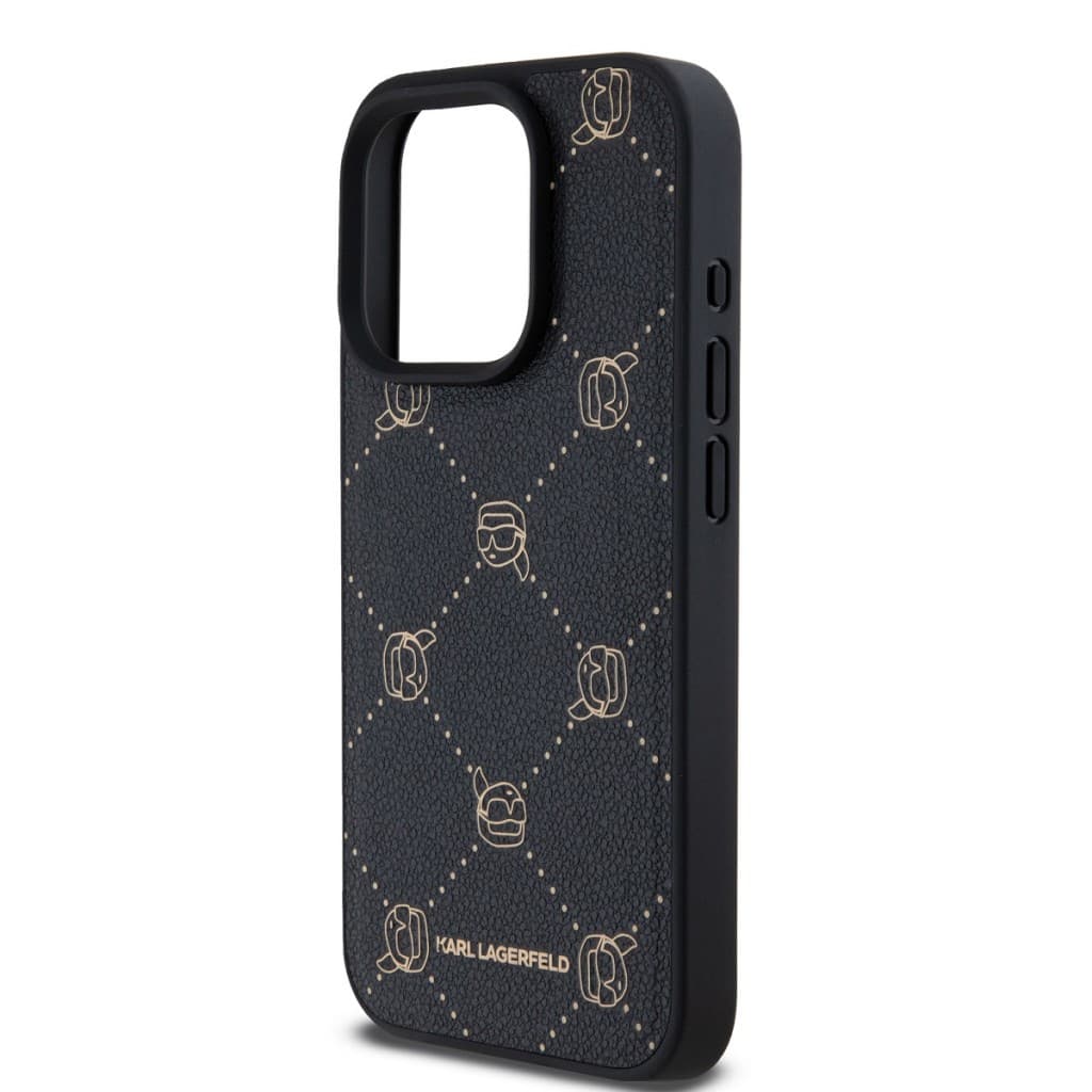 Karl Lagerfeld PU Karl Heads Pattern Magsafe Zadní Kryt pro iPhone 15 Pro Max Black - náhled 4