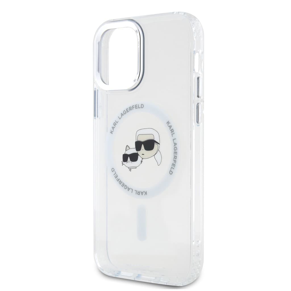Karl Lagerfeld IML K&amp;CH Heads Metal Frame MagSafe Zadní Kryt pro iPhone 12/12 Pro Transparent - náhled 4