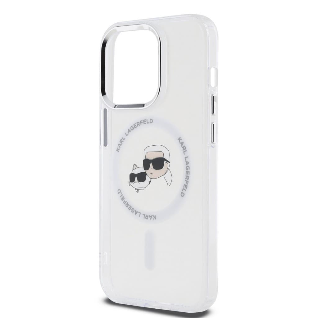 Zadní kryt Karl Lagerfeld IML K&amp;CH Heads Metal Frame MagSafe pro iPhone 15 Pro Transparent - náhled 4