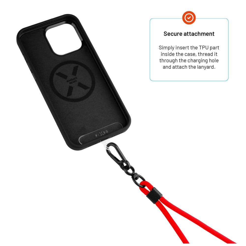 Univerzální šňůrka FIXED NeckUni pro telefony, červená - náhled 4