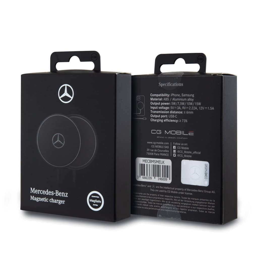 Bezdrátová nabíječka Mercedes 15W Magnetic černá - náhled 4