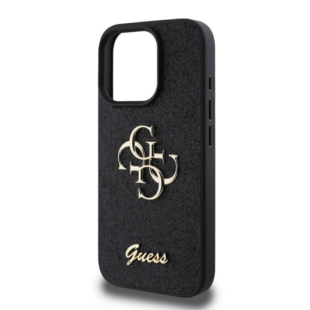 Zadní kryt Guess PU Fixed Glitter 4G Metal Logo pro iPhone 16 Pro Max Black - náhled 4