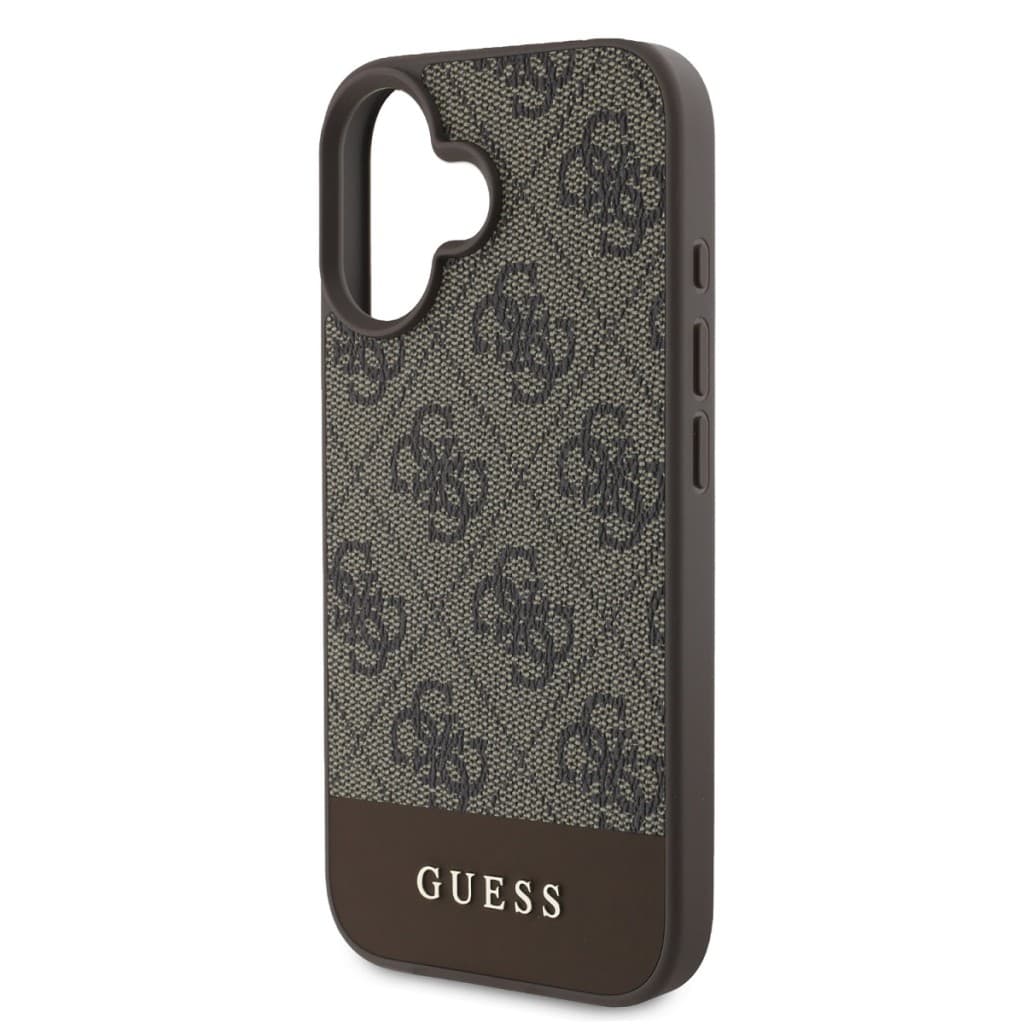 Zadní kryt Guess PU 4G Stripe pro iPhone 16 Brown - náhled 4