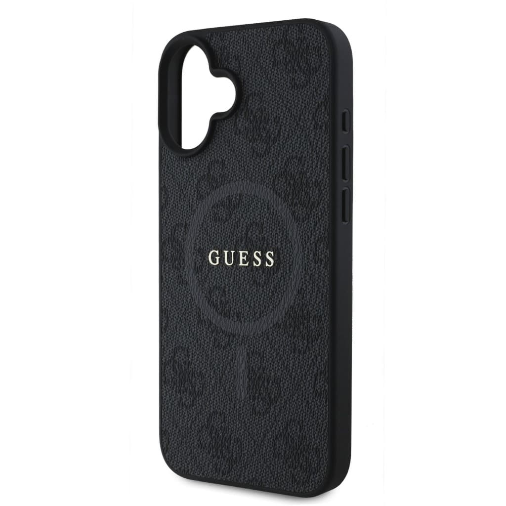 Zadní kryt Guess PU Leather 4G Colored Ring MagSafe pro iPhone 16 Black - náhled 4