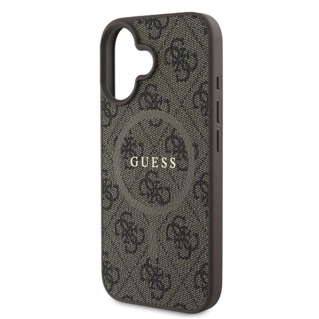 Zadní kryt Guess PU Leather 4G Colored Ring MagSafe pro iPhone 16 Brown - náhled 4