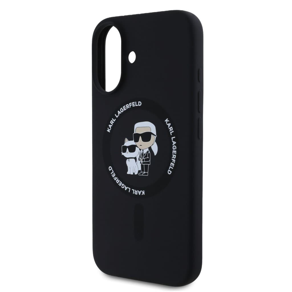 Zadní kryt Karl Lagerfeld Liquid Silicone Karl and Choupette MagSafe pro iPhone 16 Black - náhled 4